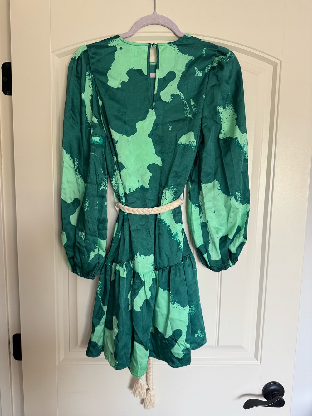 Target Green Abstract Print Mini Dress with Rope Belt - Picture 2 of 3
